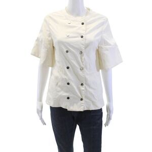 Vionnet Womens Cotton Short Sleeve Buttoned Top White Size 38